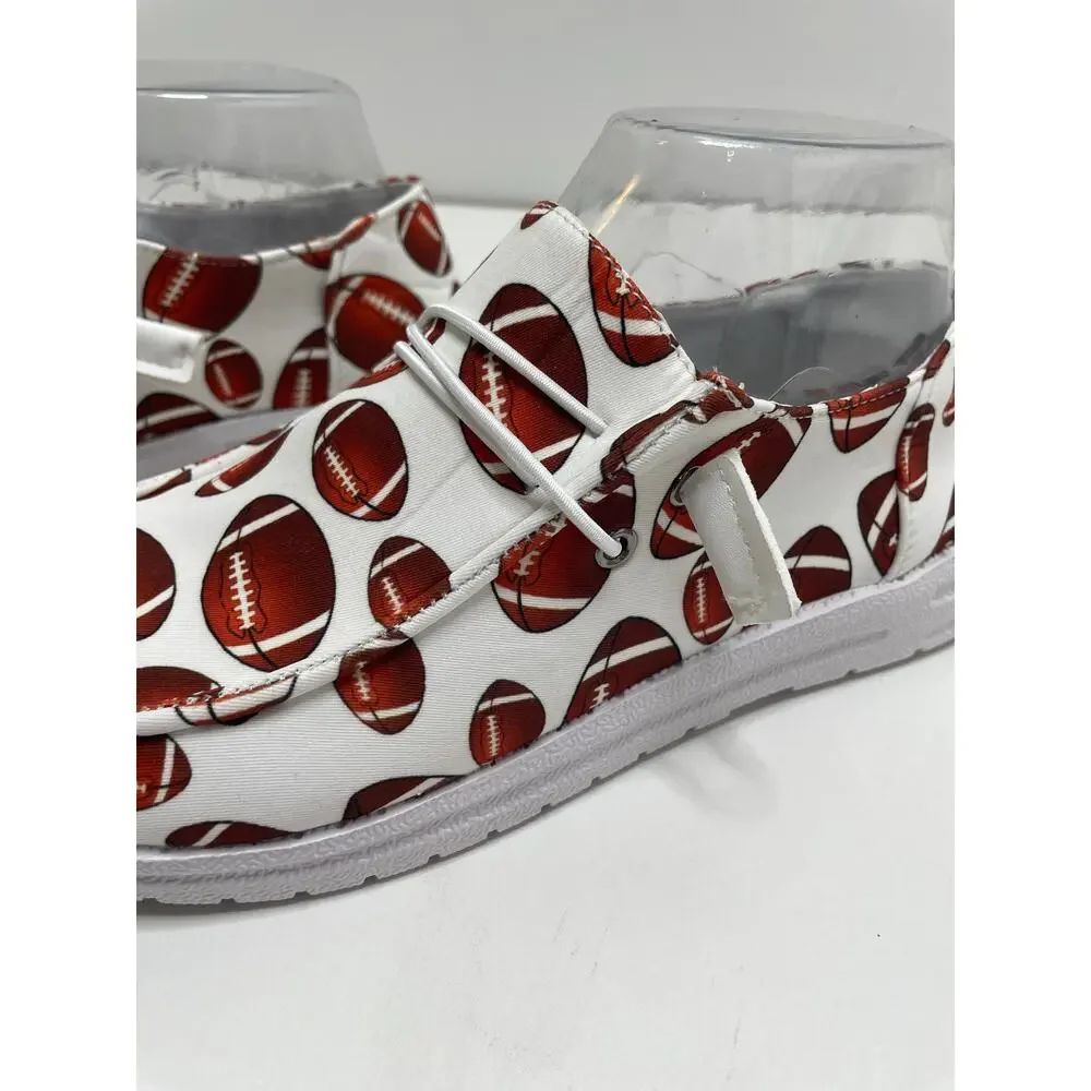 Unbranded Slip On White Shoe Football‎ Graphic All Over Print Eu 37 US 6.5 New
